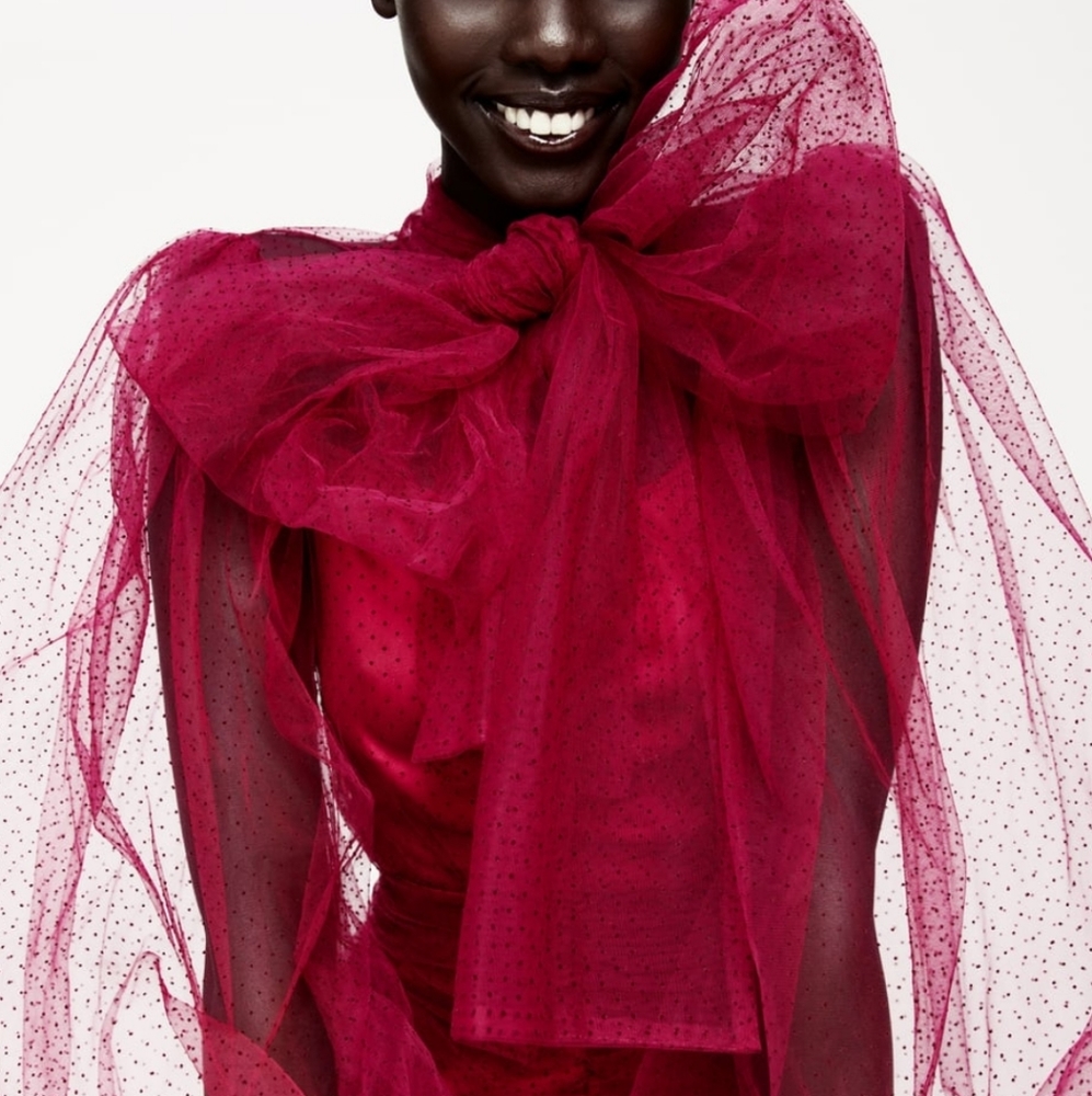 ZARA | Bloggers Fave Tulle Swiss Dot Dress Fuchsia - Picture 9 of 16